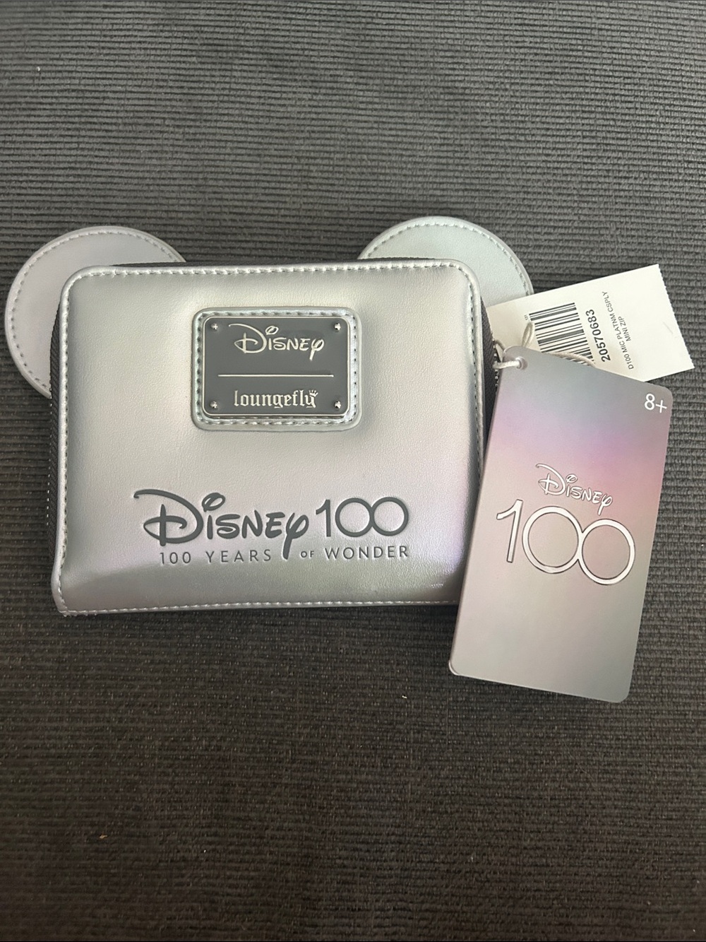 Loungefly Disney100 Mickey Mouse Platinum Mini Zipper Wallet NWT